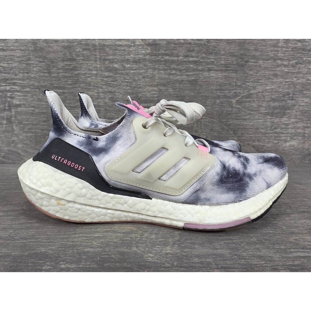 Adidas UltraBoost 22 Black White Pink Tie-Dye Sneakers Size 6.5 Womens